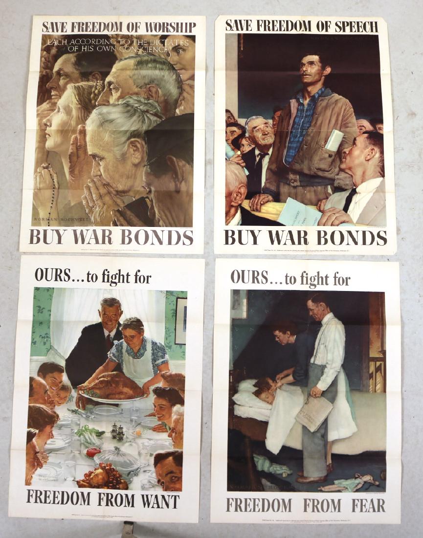 Norman Rockwell, Four Freedoms War Posters: (American, 1894-1978), printed by U.S. Government Printing Office, 1943. 20"h x 14"w