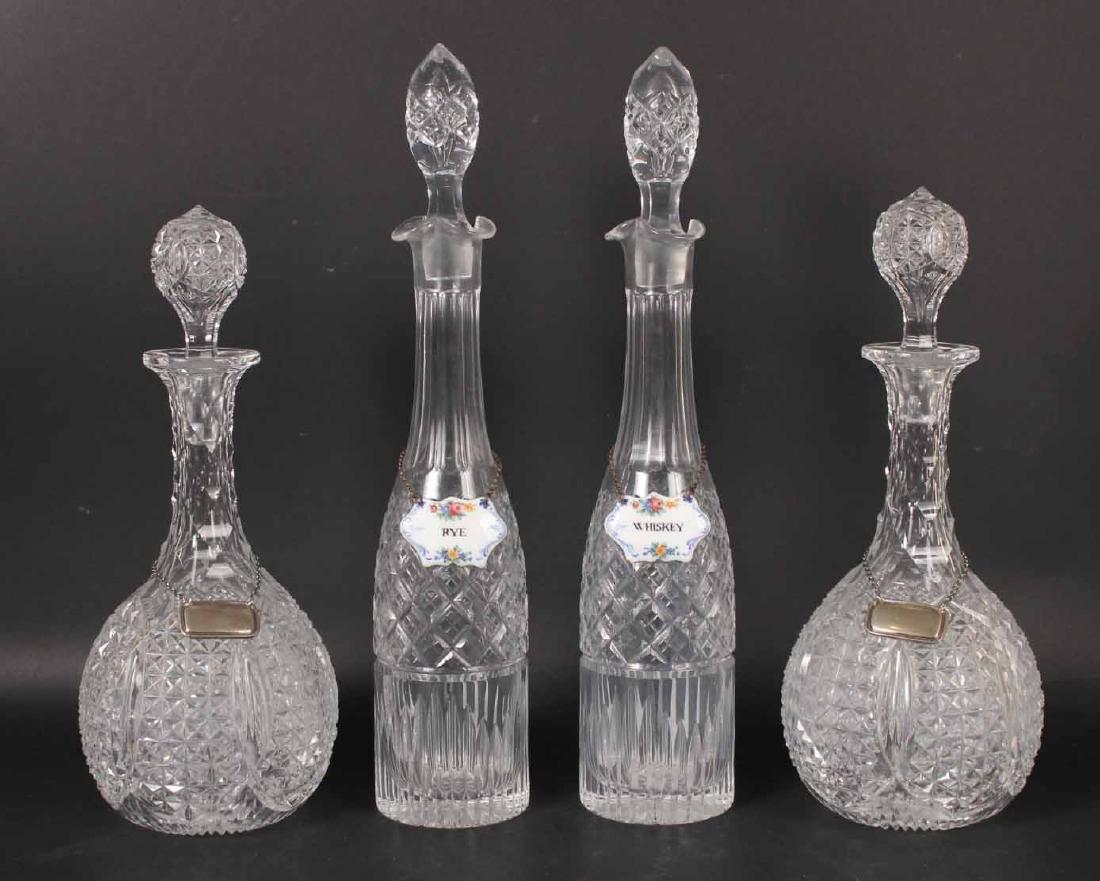 Two Pairs of Cut Crystal Decanters and Stoppers (1 of 7)