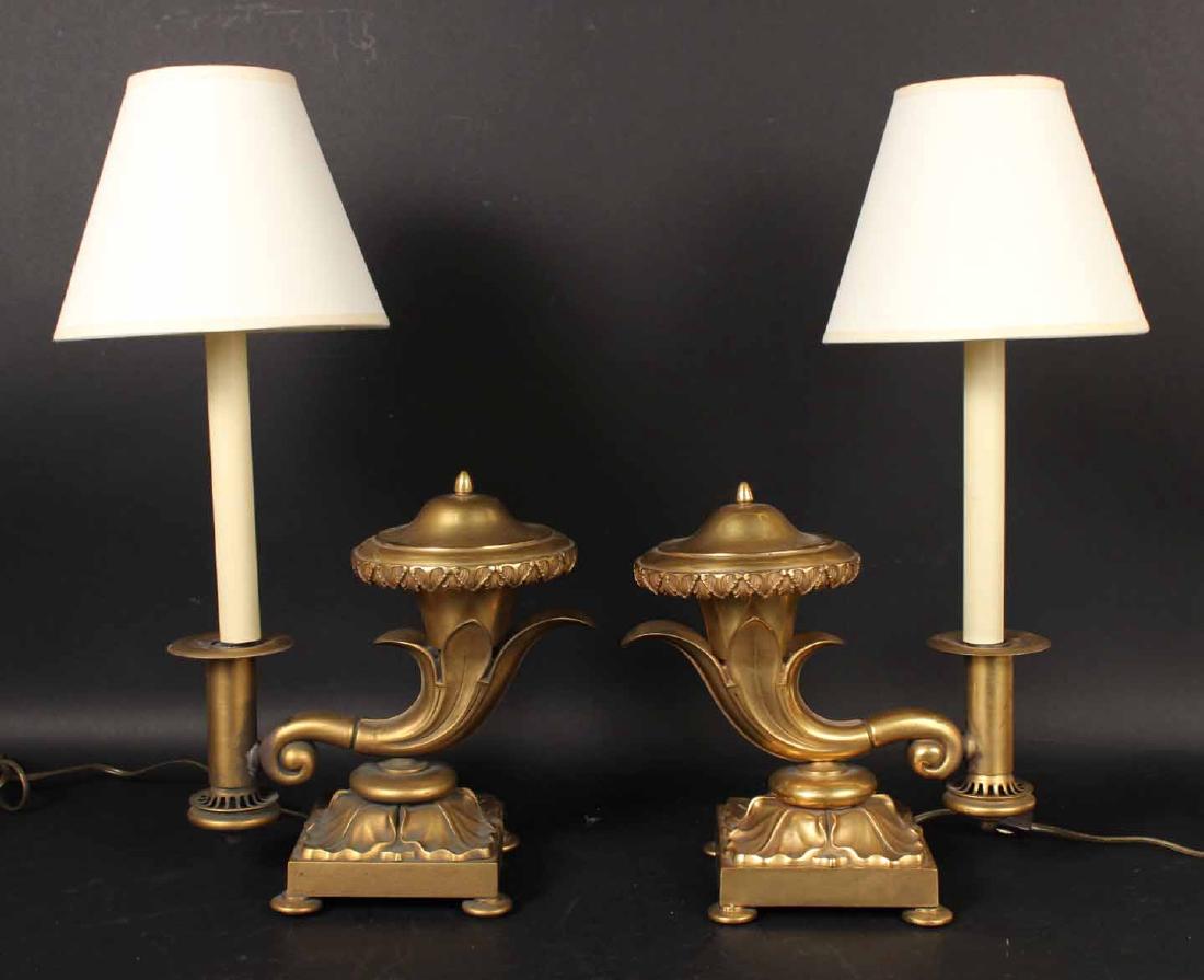 Pair of Brass Horn of Plenty Form Table Lamps: 20"h