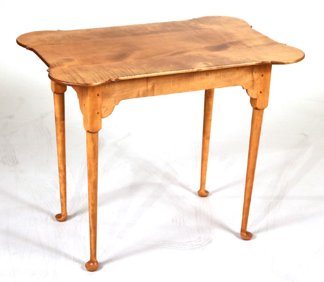 Queen Anne Style Tiger Maple Occasional Table (1 of 8)