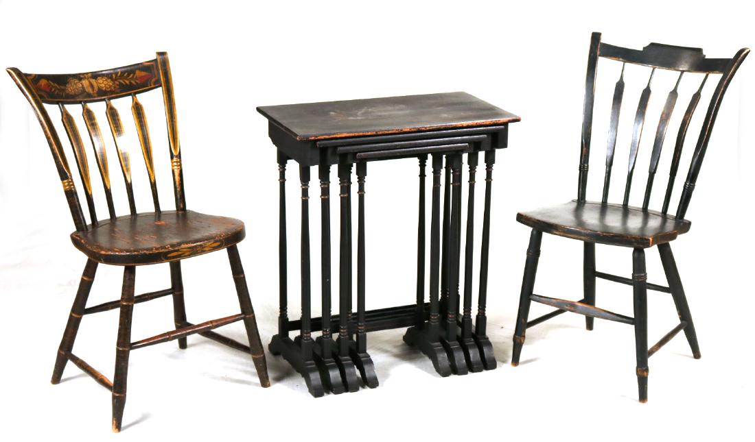 Two Stencil-Decorated Black Painted Side Chair (1 of 10)