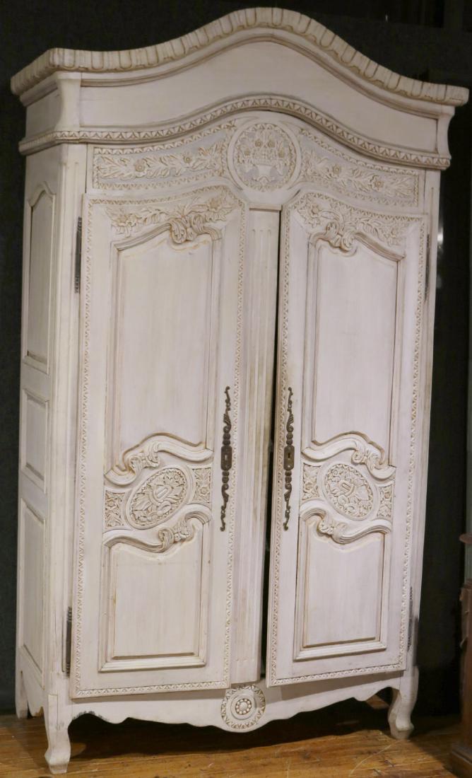 French Country Style White Painted Armoire (1 of 9)