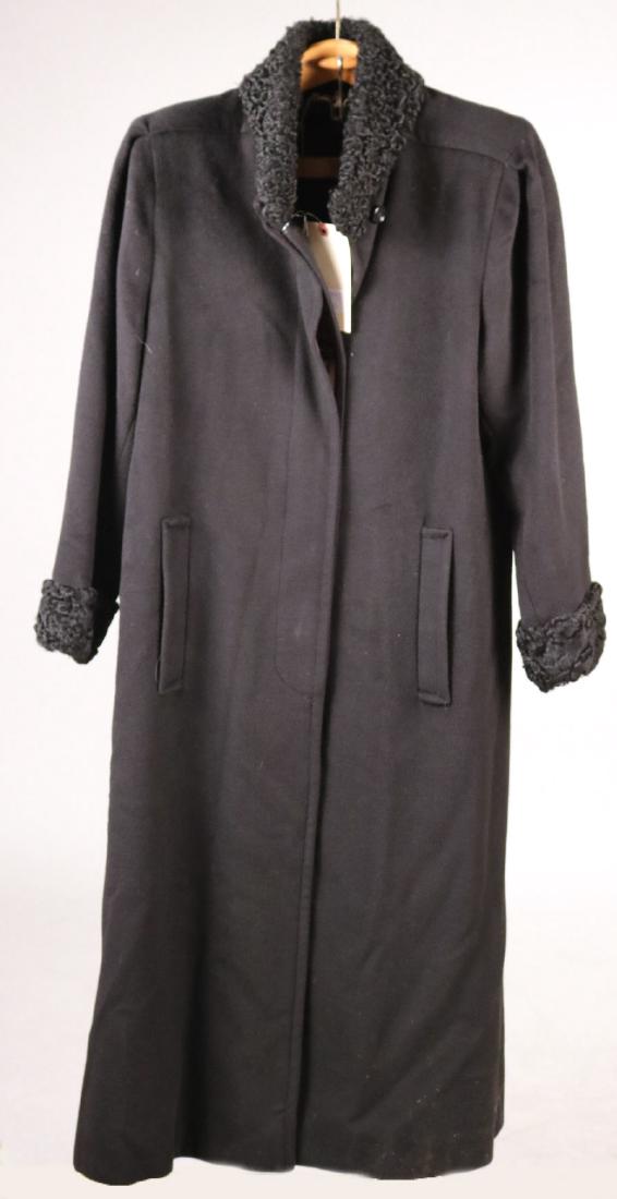 Black Wool and Persian Lamb Fur Trim Coat (1 of 6)