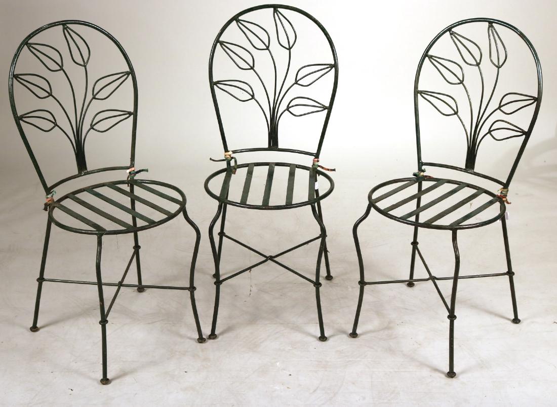 Three Green Painted Metal Chairs (1 of 6)