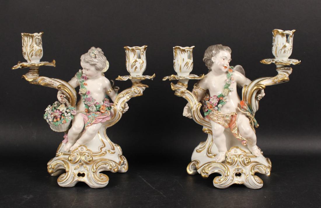 Pair of Porcelain Putti Figural Candelabra (1 of 10)