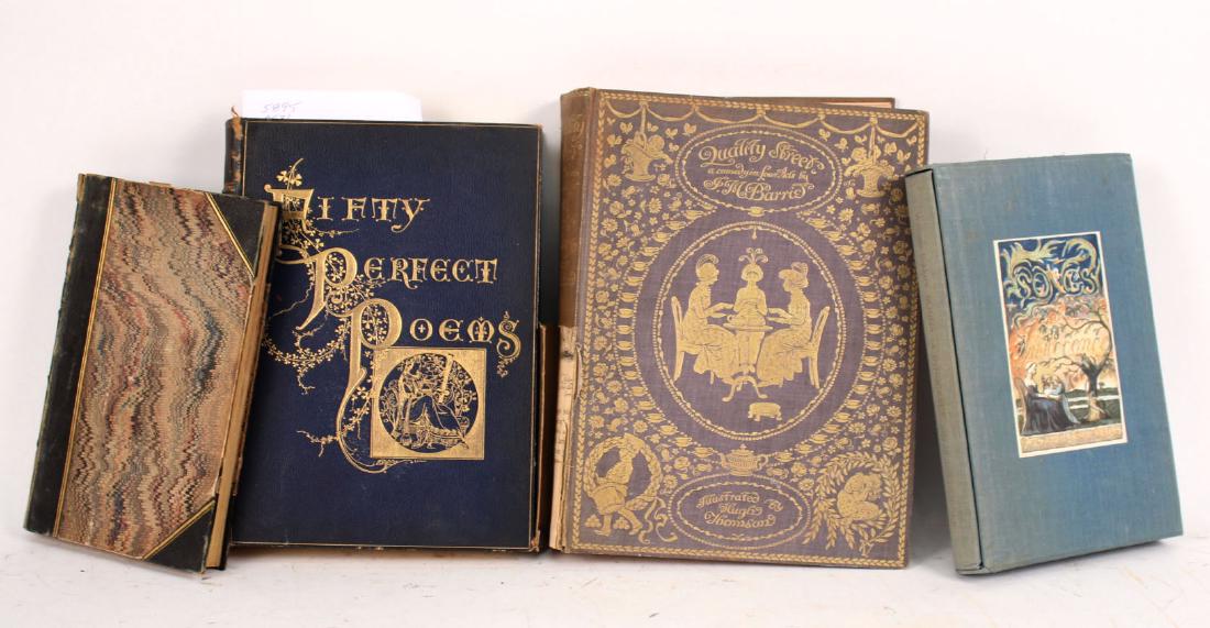 Four Illustrated Books: Including William Blake's Songs of Innocence and of Experience, Trianon Press, Paris, 1967, cloth cover in slip case, "Portraits", National Portraits of England,n.d., or publisher, 3/4 leather, marble