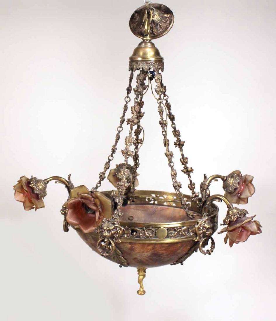 Rococo Style Gilt-Metal Five-Light Chandelier (1 of 8)