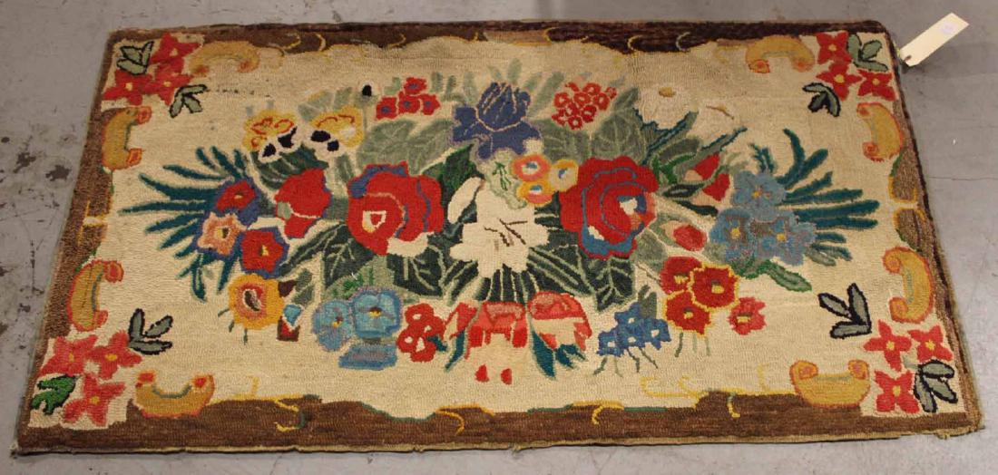 Large Floral Hooked Rug (1 of 6)
