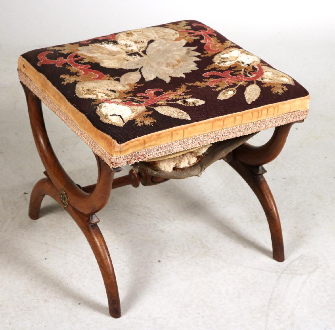 Regency Mahogany Curule-Base Stool (1 of 5)