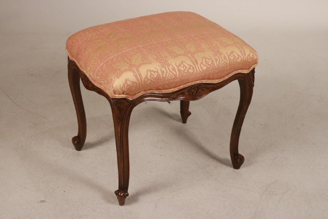 Louis XV Carved Mahogany Footstool: Early 20th C. 18"h x 20"h x 16-1/2"w