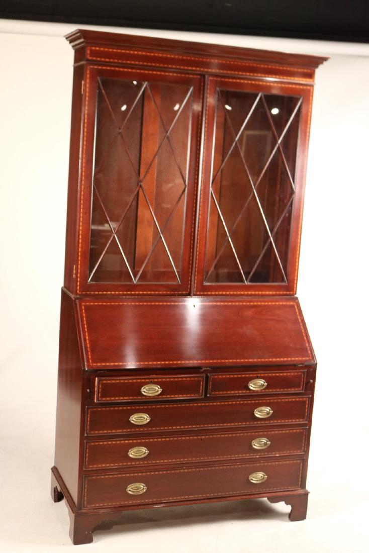 Federal Style Inlaid Mahogany Bookcase Secretary (1 of 10)