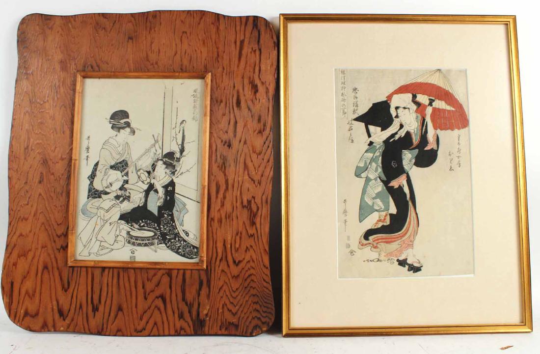 Two Japanese Wood Block Prints (1 of 7)