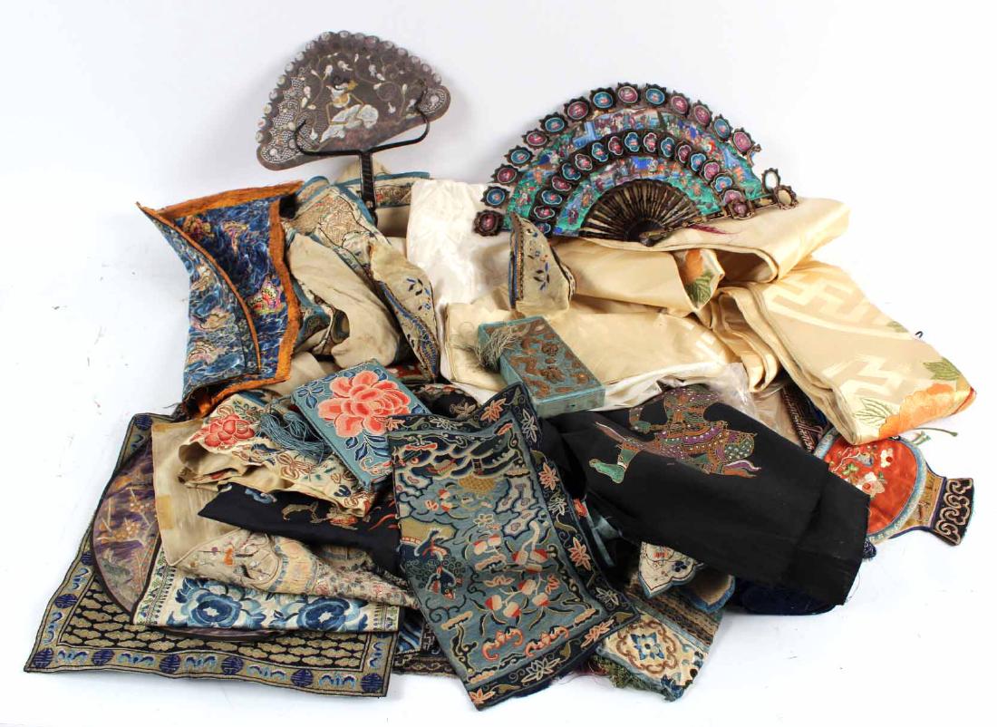 Snake Form Handled Fan and Needleworks (1 of 7)