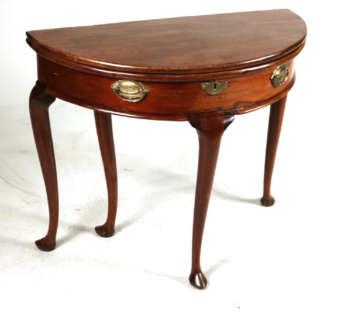 Queen Anne Style Mahogany Demi-lune Games Table (1 of 8)