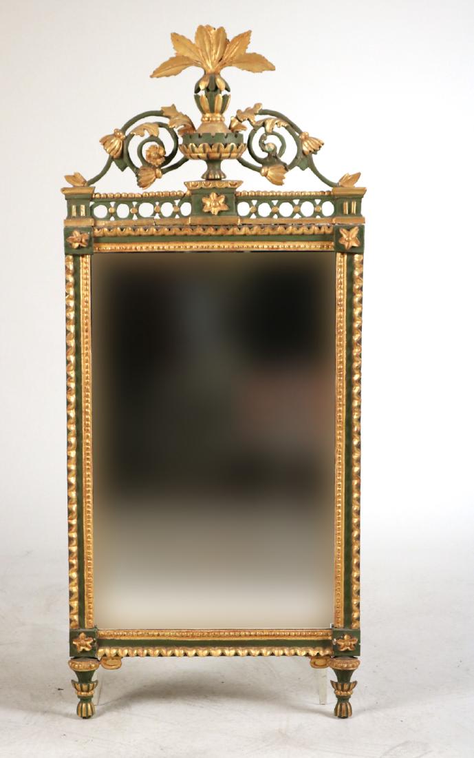 Neoclassical Style Green-and-Gold Painted Mirror (1 of 8)