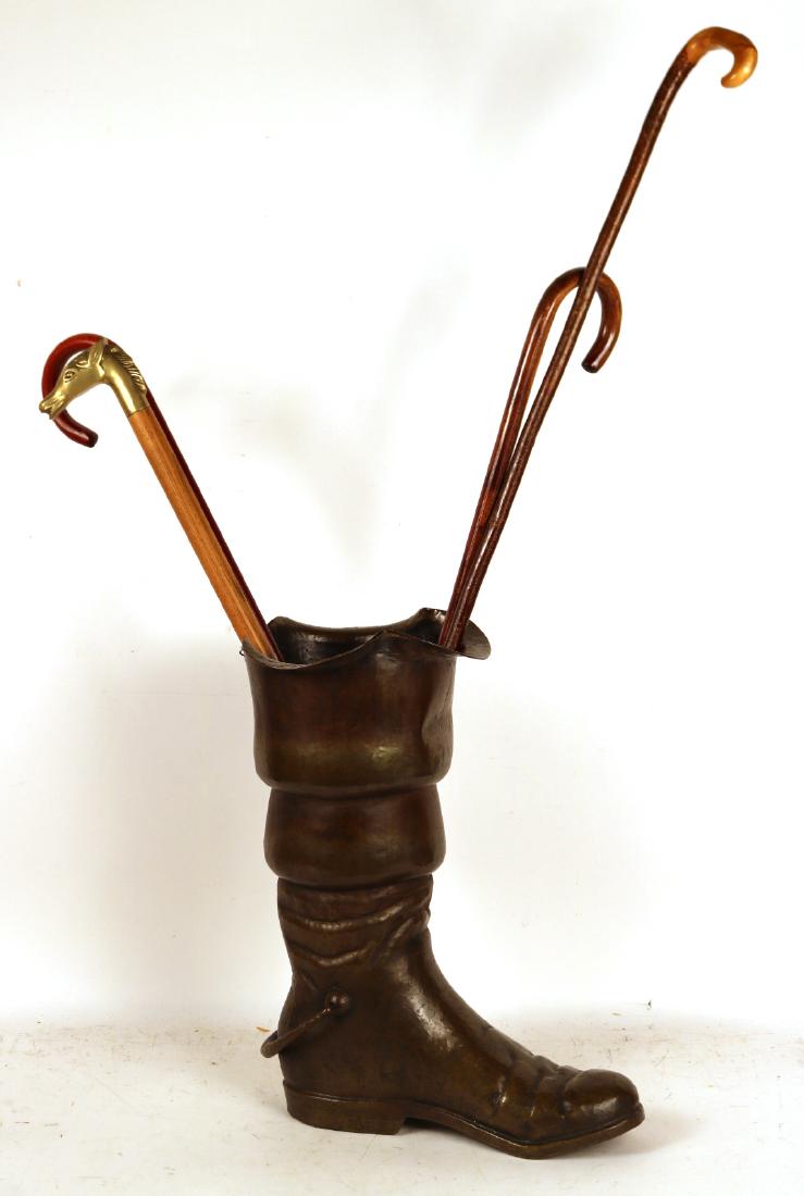 Hand Hammered Metal Boot Form Umbrella Stand (1 of 8)