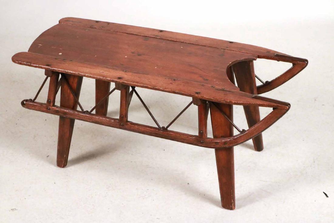 Stained Pine Sled: 16"h x 36"w x 15-1/2"d