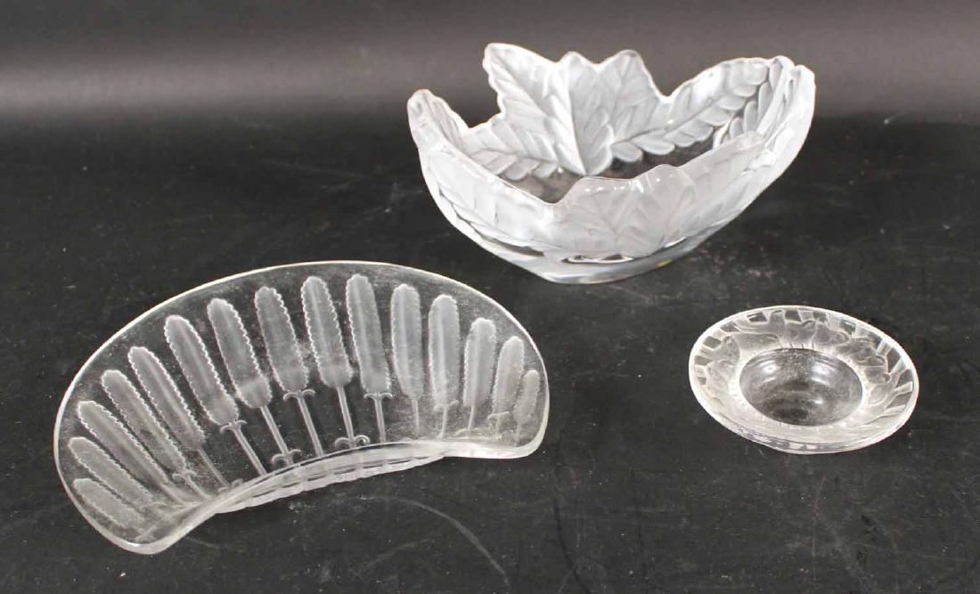 Lalique Crystal Leaf Motif Oval Bowl (1 of 8)