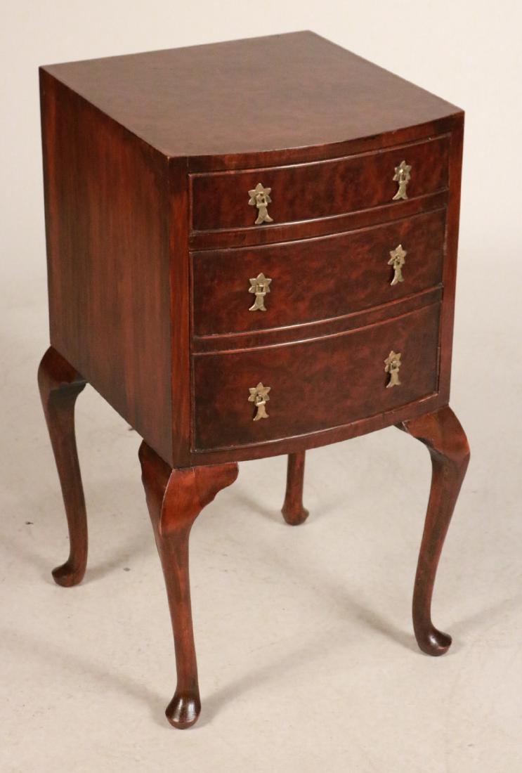 George I Style Burlwood Nightstand: English taste, 20th C. 29"h x 17"w x 17"d