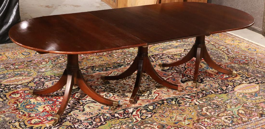 Regency Style Three Pedestal Dining Table (1 of 6)