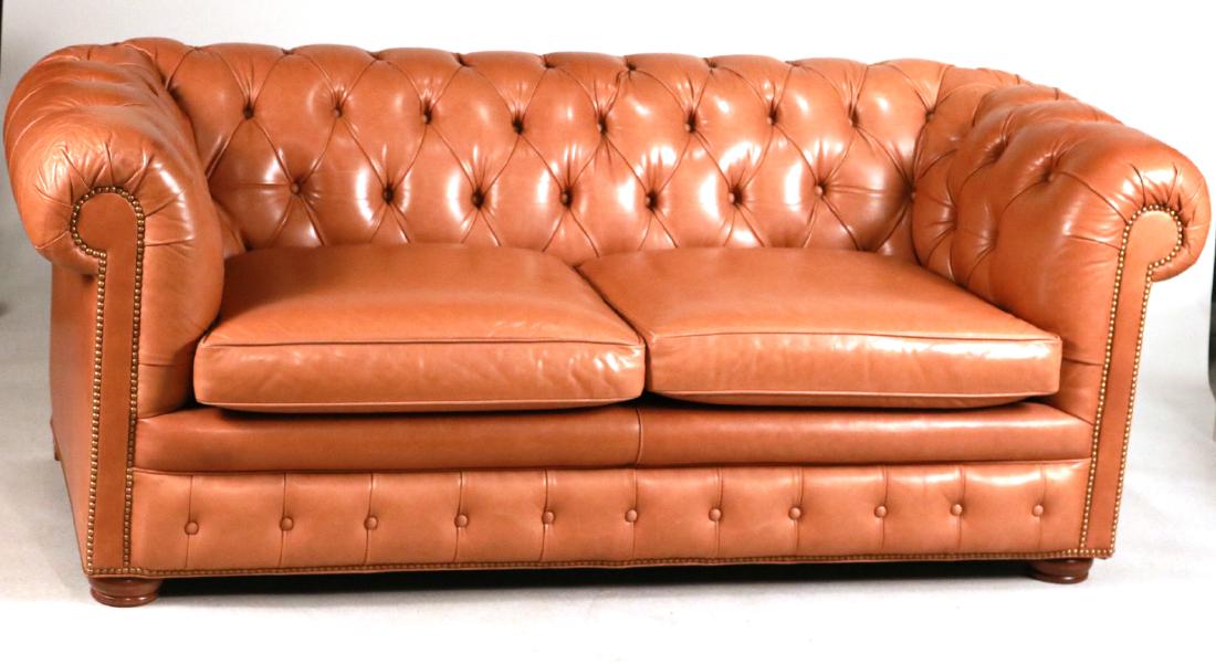 Chesterfield Brown-Leather Sofa (1 of 6)