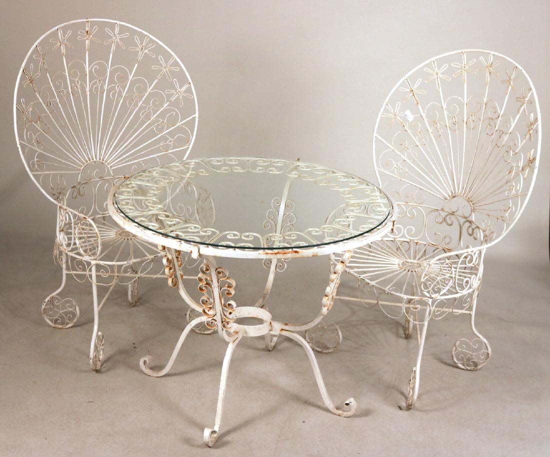 White-Painted Wrought-Iron Bistro Set (1 of 9)