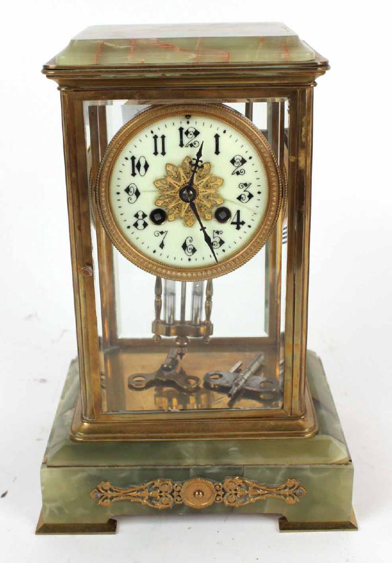 French Green Alabaster Mantle Clock (1 of 6)