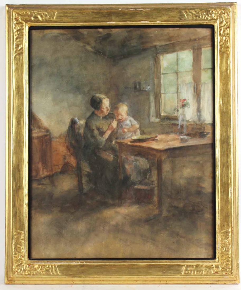 Watercolor, Interior Scene, Jacobus S.H. Kever (1 of 6)