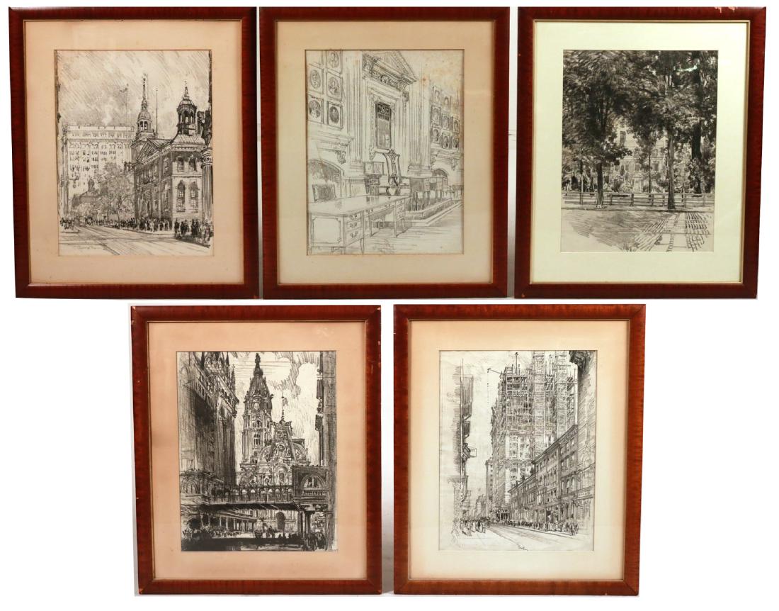 Five Framed Assorted Prints, Joseph Pennell (1 of 9)