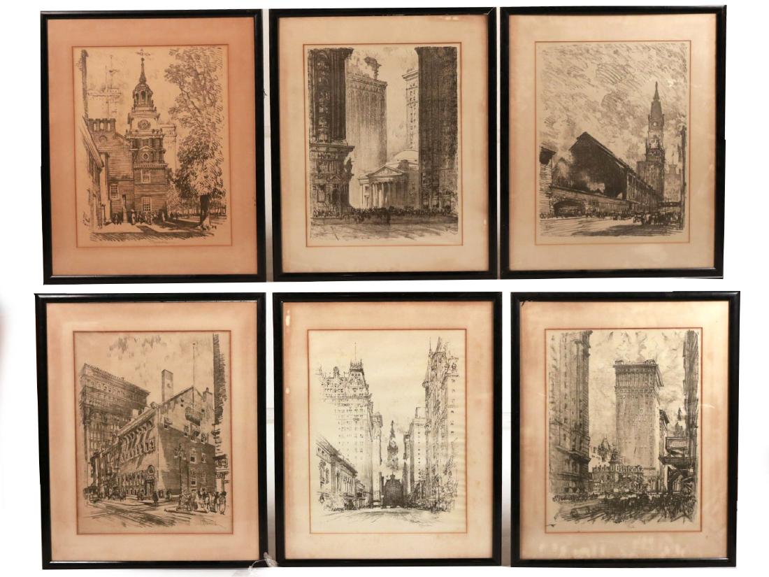 Six Framed Assorted Prints, Joseph Pennell (1 of 8)