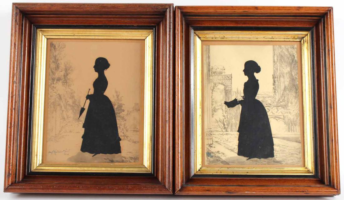 Two Silhouettes Depicting Young Ladies (1 of 9)