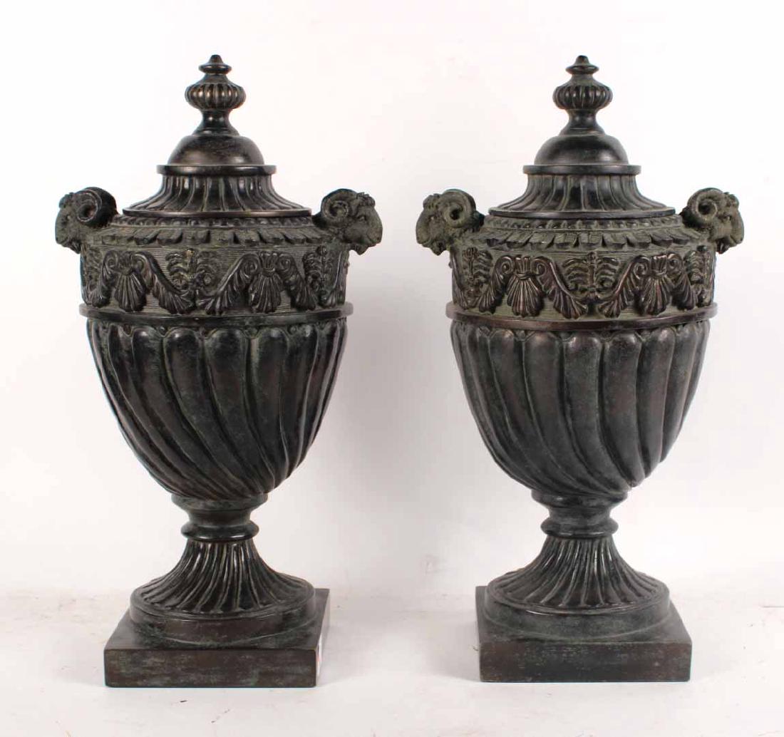 Pair of Neoclassical Style Composition Urns (1 of 6)