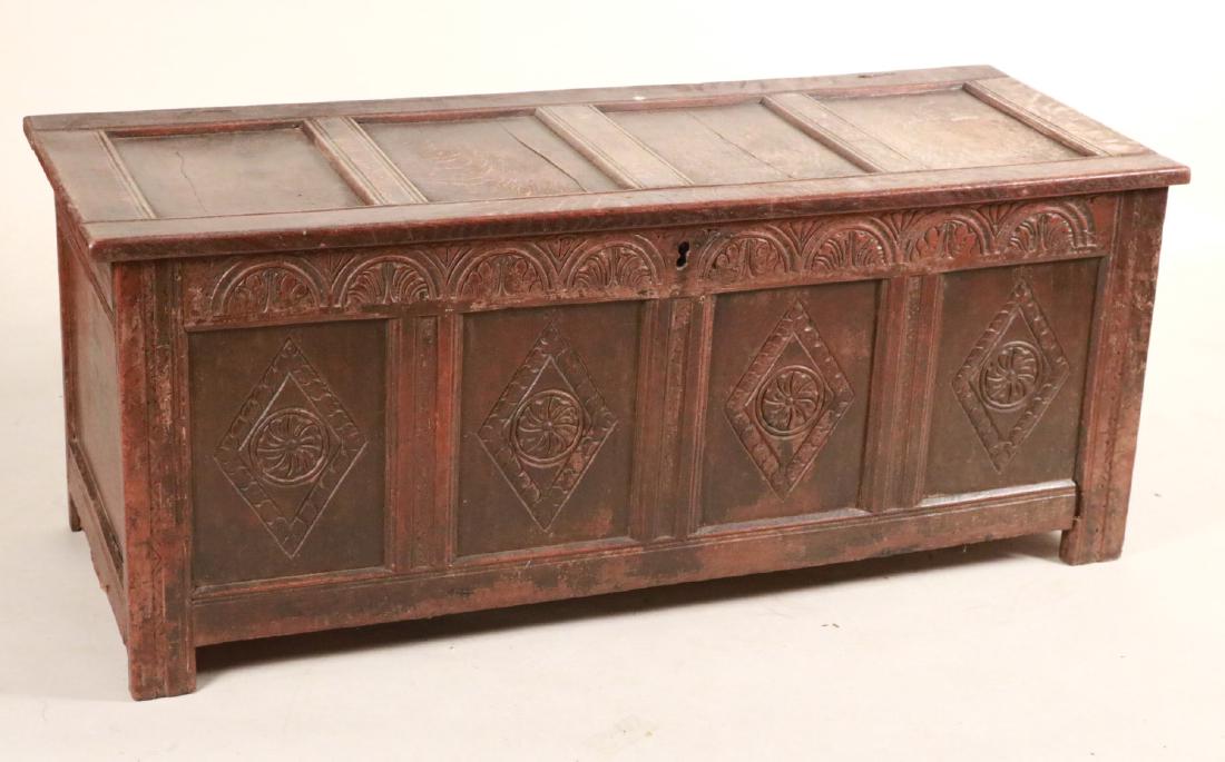 Elizabethan Carved Oak Coffer (1 of 10)
