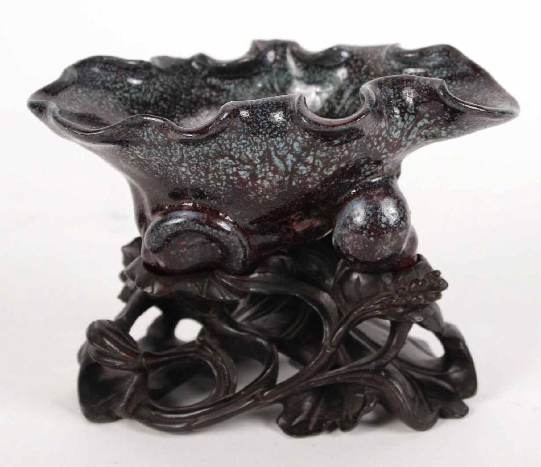 Chinese Craved Stoneware Lotus Coupe on Stand (1 of 5)