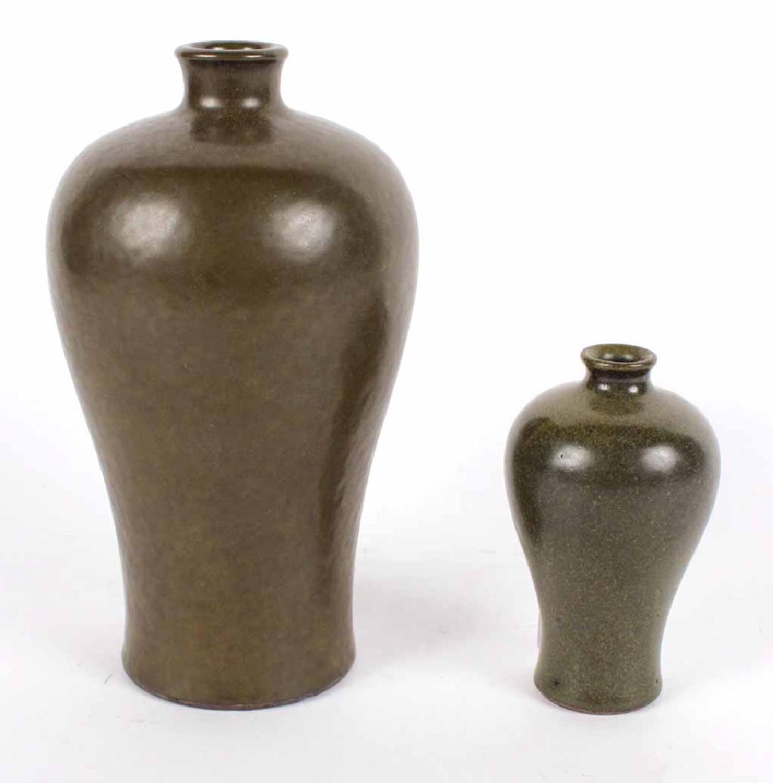 Two Glazed Dark Green Vases (1 of 6)