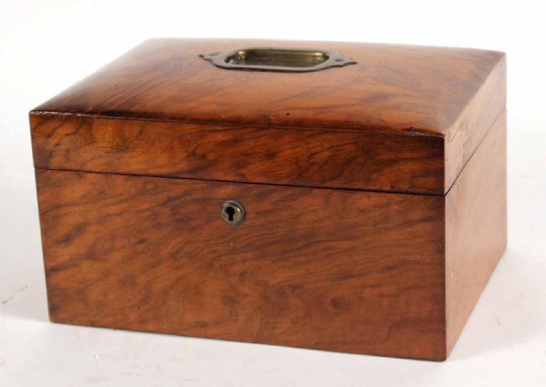 English Burl Walnut Campaign Lidded Box (1 of 7)