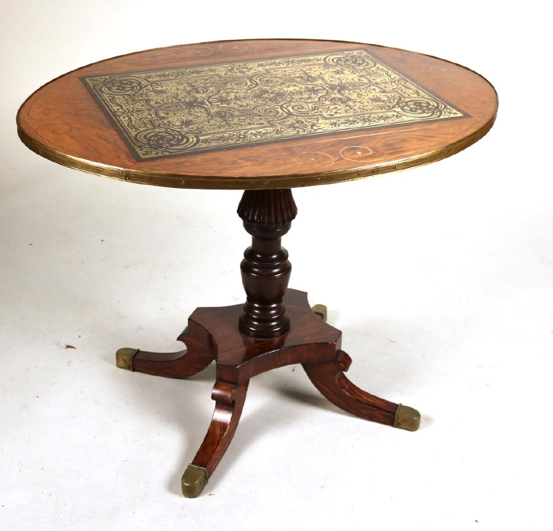Regency Brass-Inlaid Hardwood Center Table (1 of 8)