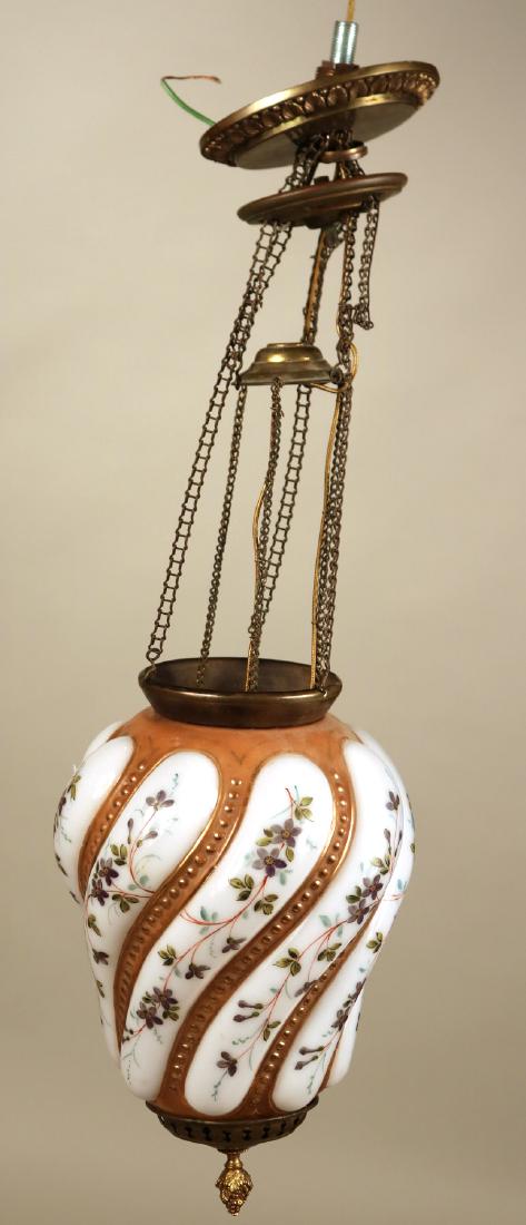 Brass and Painted Milk Glass Light Fixture (1 of 5)