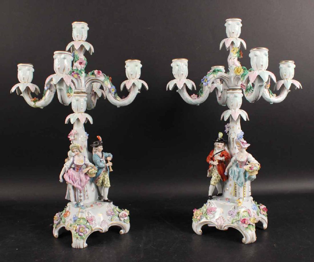 Pair of Continental Porcelain 5-Light Candelabra (1 of 10)