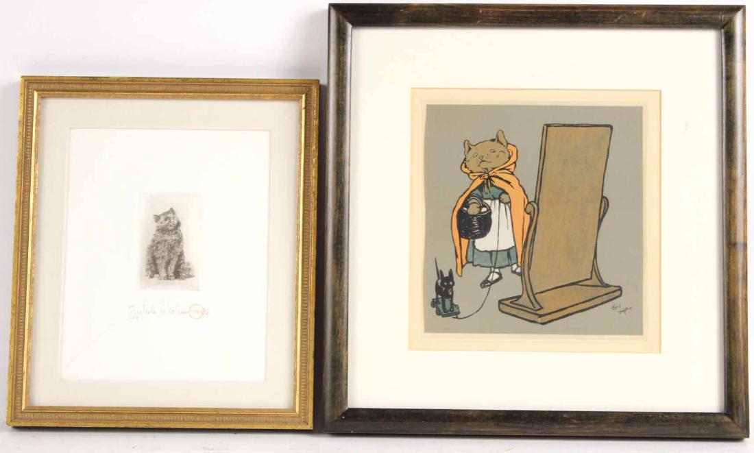 Cecil Aldin Print of Hooded Cat with Basket (1 of 9)