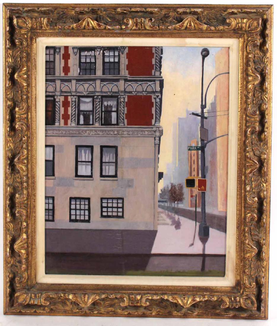 Oil on Board, Park Avenue Corner Street Scene (1 of 7)