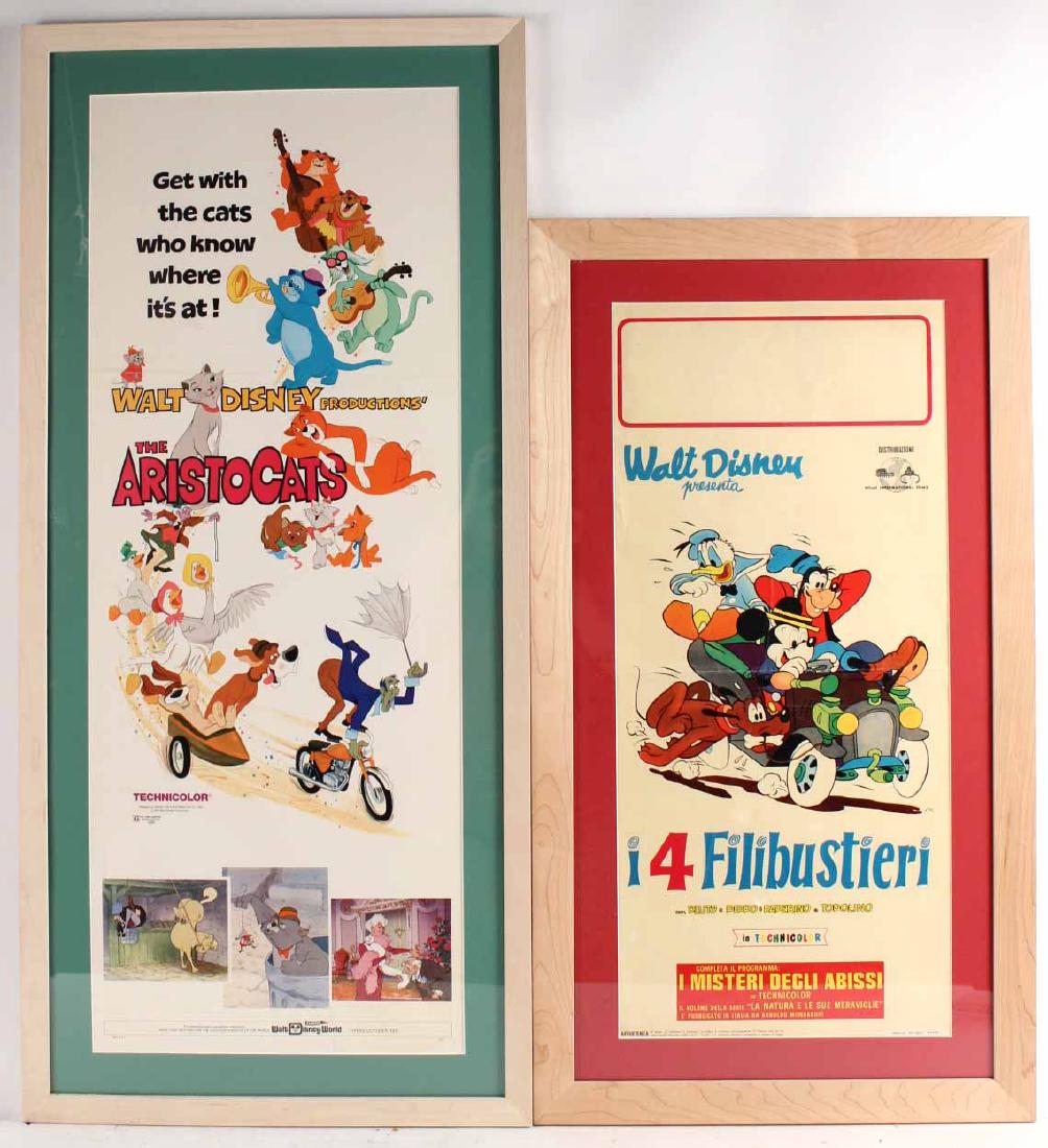 Italian Disney "i 4 Filibusieri" Poster: Together with a 1970's Disney "The Aristocats" Poster. 27"h x 12"w