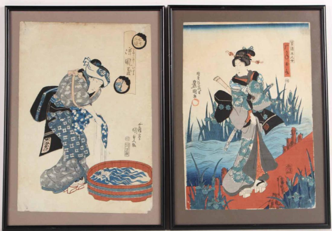 Two Japanese Wood Block Prints (1 of 10)