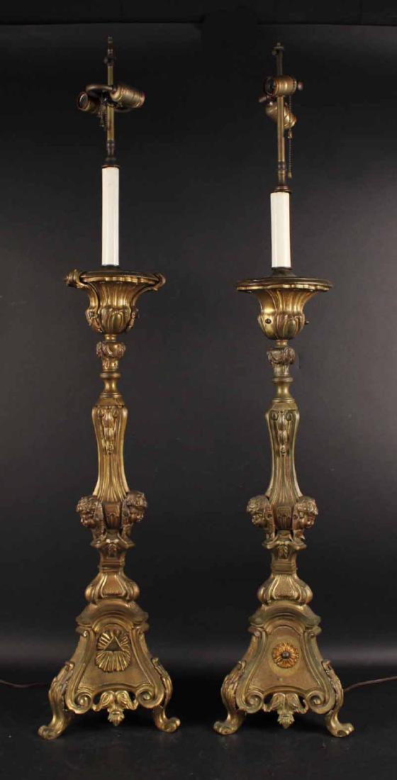Pair Neoclassical Style Gilt Metal Candlesticks (1 of 10)