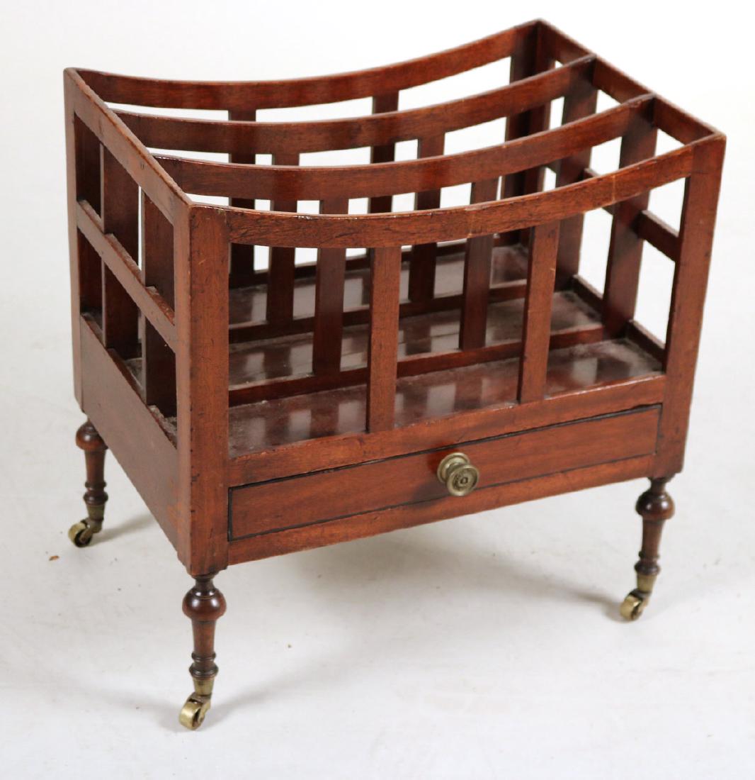 Regency Mahogany Canterbury: English, 19th C. 20"h x 19-1/2"w x 13-1/4"d