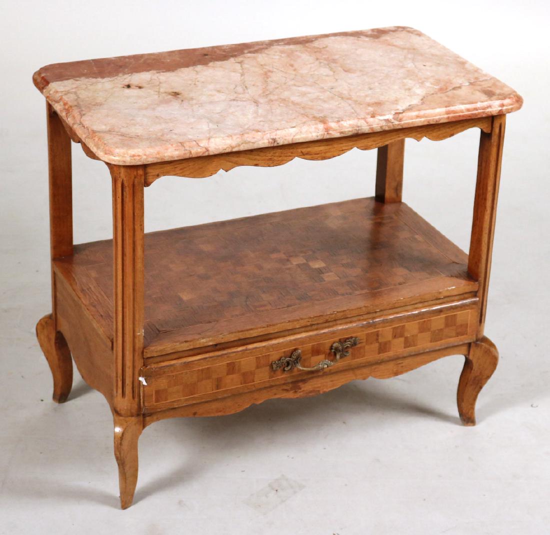 Louis XV Style Marble Top Inlaid Side Table (1 of 6)