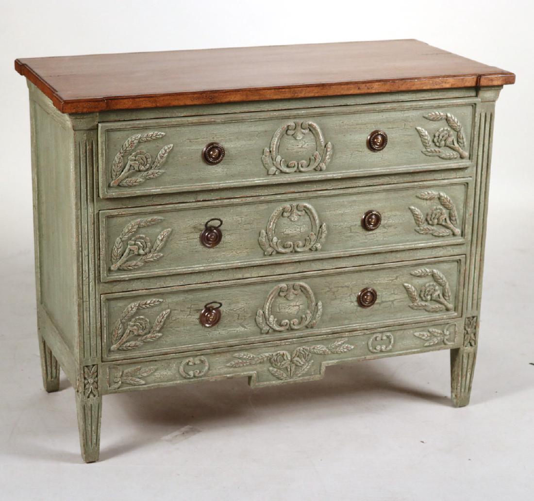 Neoclassical Style Green-Painted Chest of Drawers (1 of 8)
