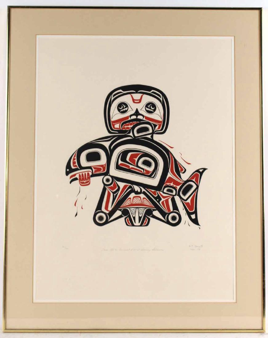 Lithograph, Inuit Image of Man with Salmon (1 of 7)