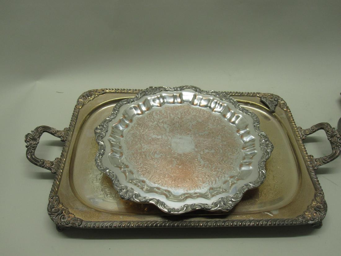 FOUR SILVERPLATED SERVING TRAYS (1 of 2)