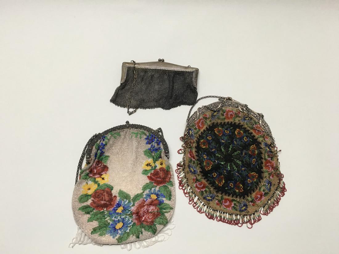 TWO SILVER BEADWORK PURSES (1 of 2)